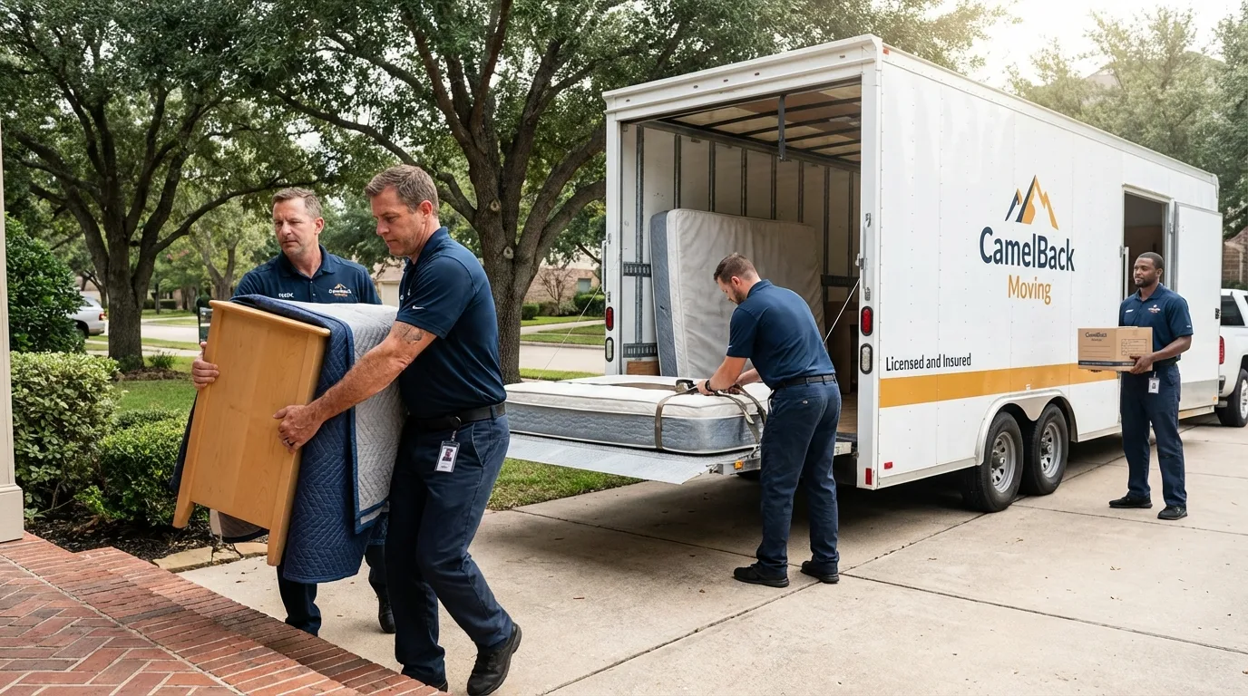 Crew loading residential truck for cross-state move from Walnut Cove, NC