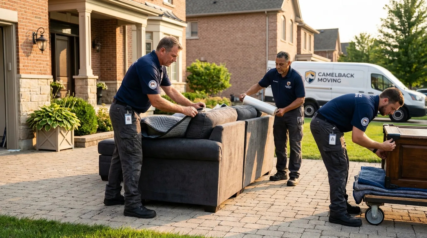 Large estate moving crew wrapping furniture in Walnut Cove, NC
